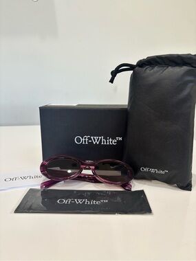 Off-White Edison Sunglasses Striped Purple Dark Grey OERI13G NEW Full Set